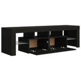 NNEVL TV Cabinet with LED Lights Black 140x36.5x40 cm