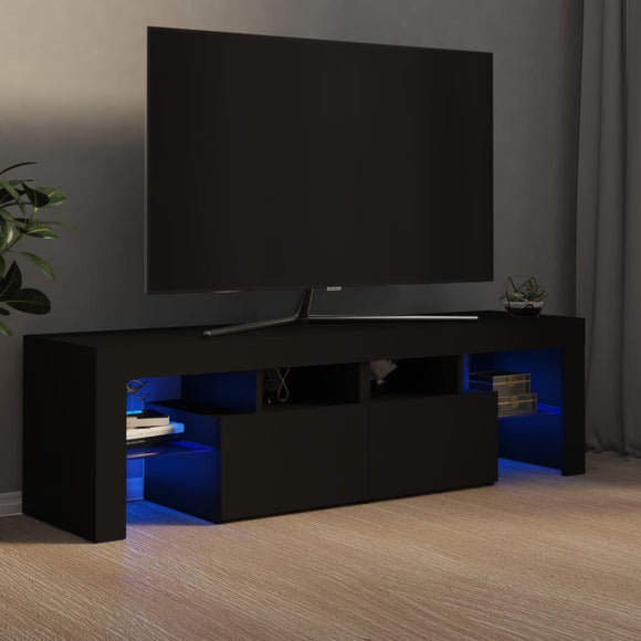 NNEVL TV Cabinet with LED Lights Black 140x36.5x40 cm