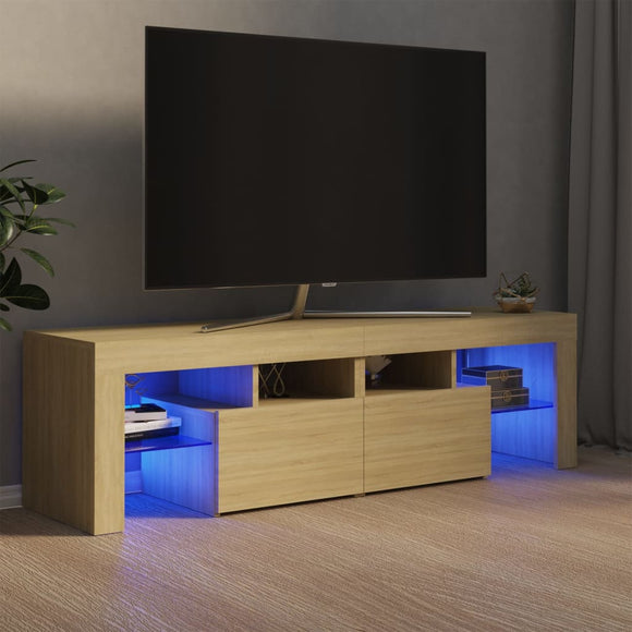 NNEVL TV Cabinet with LED Lights Sonoma Oak 140x36.5x40 cm