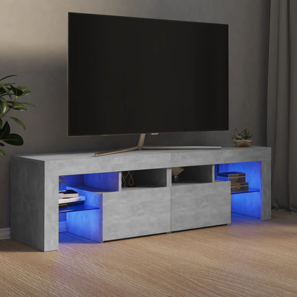 NNEVL TV Cabinet with LED Lights Concrete Grey 140x36.5x40 cm