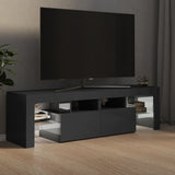 NNEVL TV Cabinet with LED Lights High Gloss Grey 140x36.5x40 cm