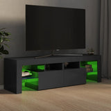 NNEVL TV Cabinet with LED Lights High Gloss Grey 140x36.5x40 cm