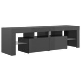 NNEVL TV Cabinet with LED Lights High Gloss Grey 140x36.5x40 cm