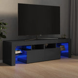 NNEVL TV Cabinet with LED Lights High Gloss Grey 140x36.5x40 cm
