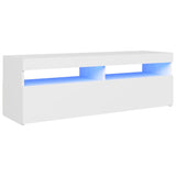 NNEVL TV Cabinet with LED Lights White 120x35x40 cm