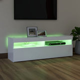 NNEVL TV Cabinet with LED Lights White 120x35x40 cm