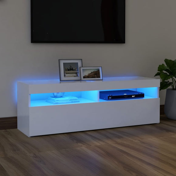NNEVL TV Cabinet with LED Lights White 120x35x40 cm