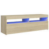 NNEVL TV Cabinet with LED Lights Sonoma Oak 120x35x40 cm