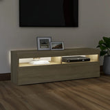 NNEVL TV Cabinet with LED Lights Sonoma Oak 120x35x40 cm