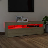 NNEVL TV Cabinet with LED Lights Sonoma Oak 120x35x40 cm