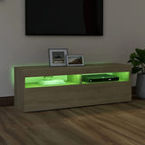 NNEVL TV Cabinet with LED Lights Sonoma Oak 120x35x40 cm