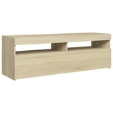 NNEVL TV Cabinet with LED Lights Sonoma Oak 120x35x40 cm