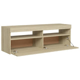 NNEVL TV Cabinet with LED Lights Sonoma Oak 120x35x40 cm