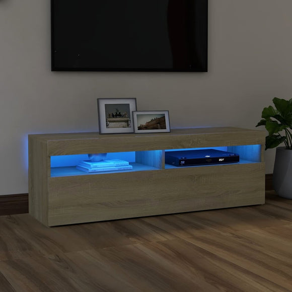 NNEVL TV Cabinet with LED Lights Sonoma Oak 120x35x40 cm