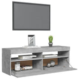 NNEVL TV Cabinet with LED Lights Concrete Grey 120x35x40 cm