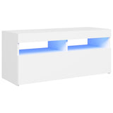 NNEVL TV Cabinet with LED Lights White 90x35x40 cm