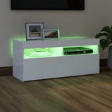 NNEVL TV Cabinet with LED Lights White 90x35x40 cm