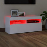 NNEVL TV Cabinet with LED Lights White 90x35x40 cm