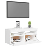 NNEVL TV Cabinet with LED Lights White 90x35x40 cm