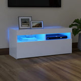 NNEVL TV Cabinet with LED Lights White 90x35x40 cm