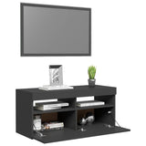 NNEVL TV Cabinet with LED Lights Grey 90x35x40 cm
