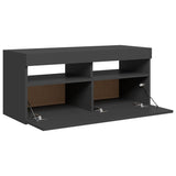 NNEVL TV Cabinet with LED Lights Grey 90x35x40 cm