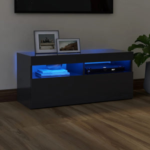 NNEVL TV Cabinet with LED Lights Grey 90x35x40 cm