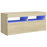 NNEVL TV Cabinet with LED Lights Sonoma Oak 90x35x40 cm