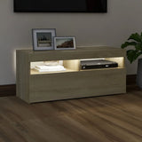 NNEVL TV Cabinet with LED Lights Sonoma Oak 90x35x40 cm