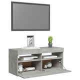 NNEVL TV Cabinet with LED Lights Concrete Grey 90x35x40 cm