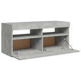 NNEVL TV Cabinet with LED Lights Concrete Grey 90x35x40 cm