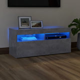 NNEVL TV Cabinet with LED Lights Concrete Grey 90x35x40 cm
