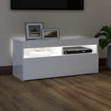 NNEVL TV Cabinet with LED Lights High Gloss White 90x35x40 cm