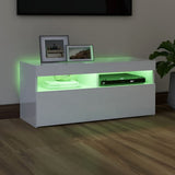 NNEVL TV Cabinet with LED Lights High Gloss White 90x35x40 cm