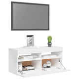 NNEVL TV Cabinet with LED Lights High Gloss White 90x35x40 cm
