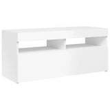 NNEVL TV Cabinet with LED Lights High Gloss White 90x35x40 cm