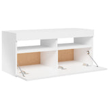 NNEVL TV Cabinet with LED Lights High Gloss White 90x35x40 cm