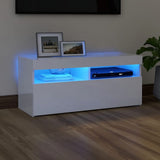 NNEVL TV Cabinet with LED Lights High Gloss White 90x35x40 cm