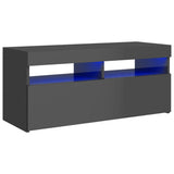 NNEVL TV Cabinet with LED Lights High Gloss Grey 90x35x40 cm