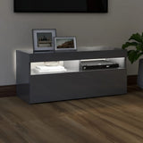 NNEVL TV Cabinet with LED Lights High Gloss Grey 90x35x40 cm