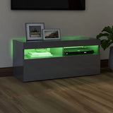 NNEVL TV Cabinet with LED Lights High Gloss Grey 90x35x40 cm