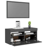 NNEVL TV Cabinet with LED Lights High Gloss Grey 90x35x40 cm