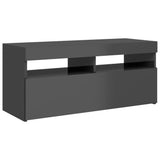 NNEVL TV Cabinet with LED Lights High Gloss Grey 90x35x40 cm