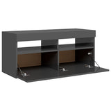 NNEVL TV Cabinet with LED Lights High Gloss Grey 90x35x40 cm