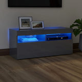 NNEVL TV Cabinet with LED Lights High Gloss Grey 90x35x40 cm