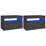 NNEVL TV Cabinets with LED Lights 2 pcs Grey 60x35x40 cm