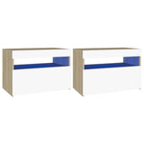 NNEVL TV Cabinets with LED Lights 2 pcs White and Sonoma Oak 60x35x40 cm