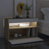 NNEVL TV Cabinets with LED Lights 2 pcs White and Sonoma Oak 60x35x40 cm