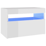 NNEVL TV Cabinets with LED Lights 2 pcs High Gloss White 60x35x40 cm