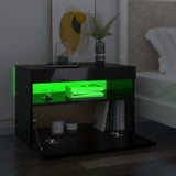 NNEVL TV Cabinets with LED Lights 2 pcs High Gloss Black 60x35x40 cm
